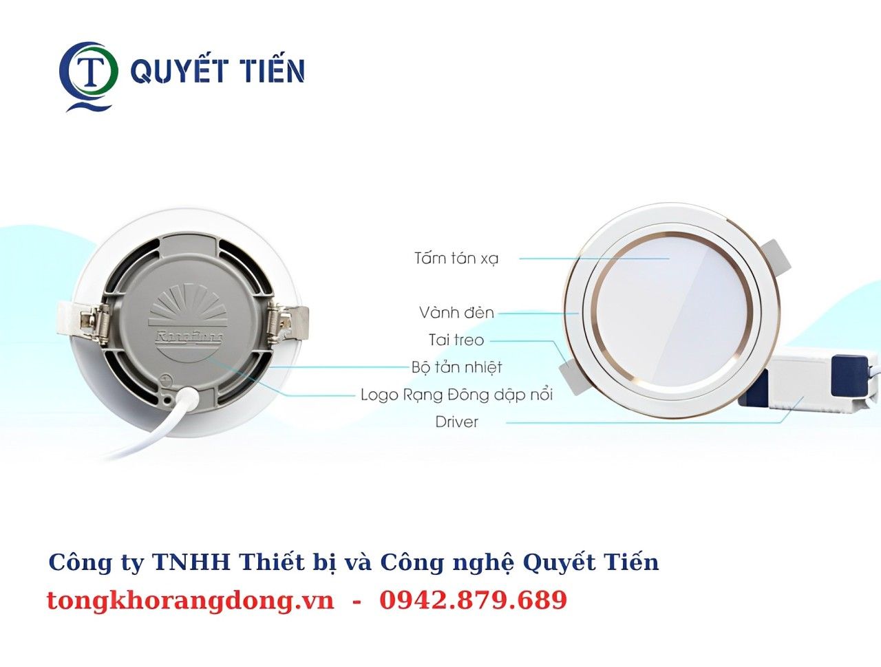 cấu tạo đèn led downlight đổi màu AT20