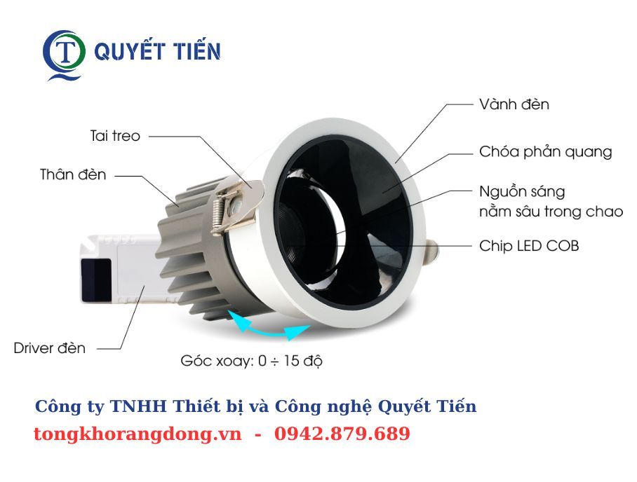 Thiết kế của đèn led downlight AT39 76/12W